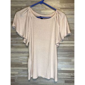 Ann Taylor Scoop Neck Ruffle Cap Sleeves Light Pink XS #312